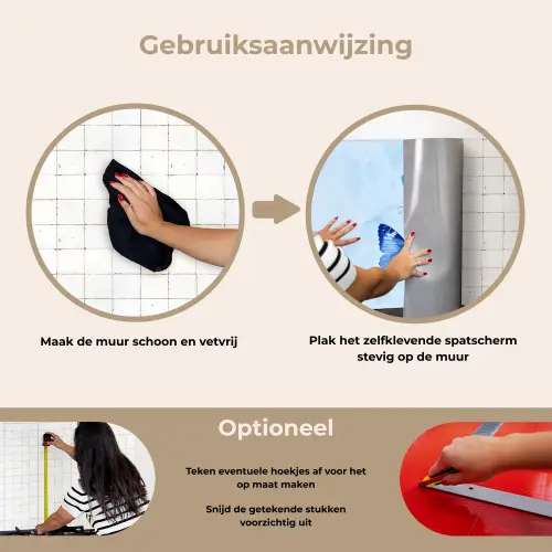 Vlinders - Sierlijk - Blauw keuken achterwand spatscherm klein -gebruiksaanwijzing_NL