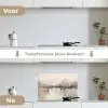 Moderne kunst - Abstract - Beige keuken achterwand spatscherm klein -voor_na_NL