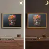 Bloemen - Kleurrijk - Schedel Light Box met batterij (Wandlamp) middel -sfeer3