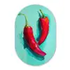 Chilipepers - Geverfd - Rood Wandcirkel Ovaal Forex klein -3d