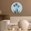 Tulpen - Blauw - Bladeren Akoestische PET Vilt - Rond klein -sfeer1