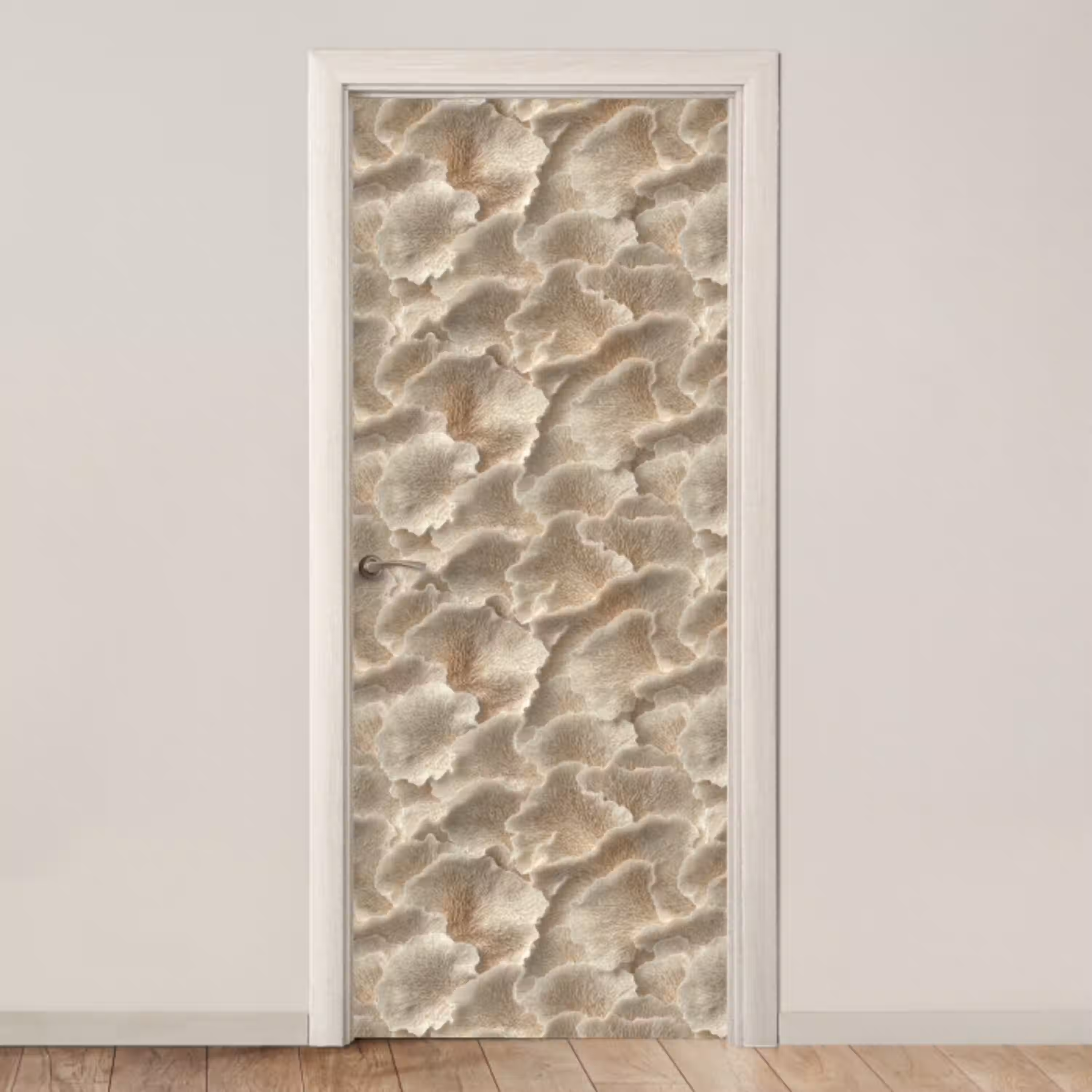 Waaierstructuren - Beige - Vezeltextuur deurposter klein 289 -3d_beige