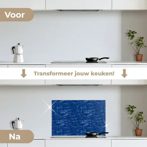 Verf - Strepen - Blauw keuken achterwand spatscherm klein 900 -voor_na_NL