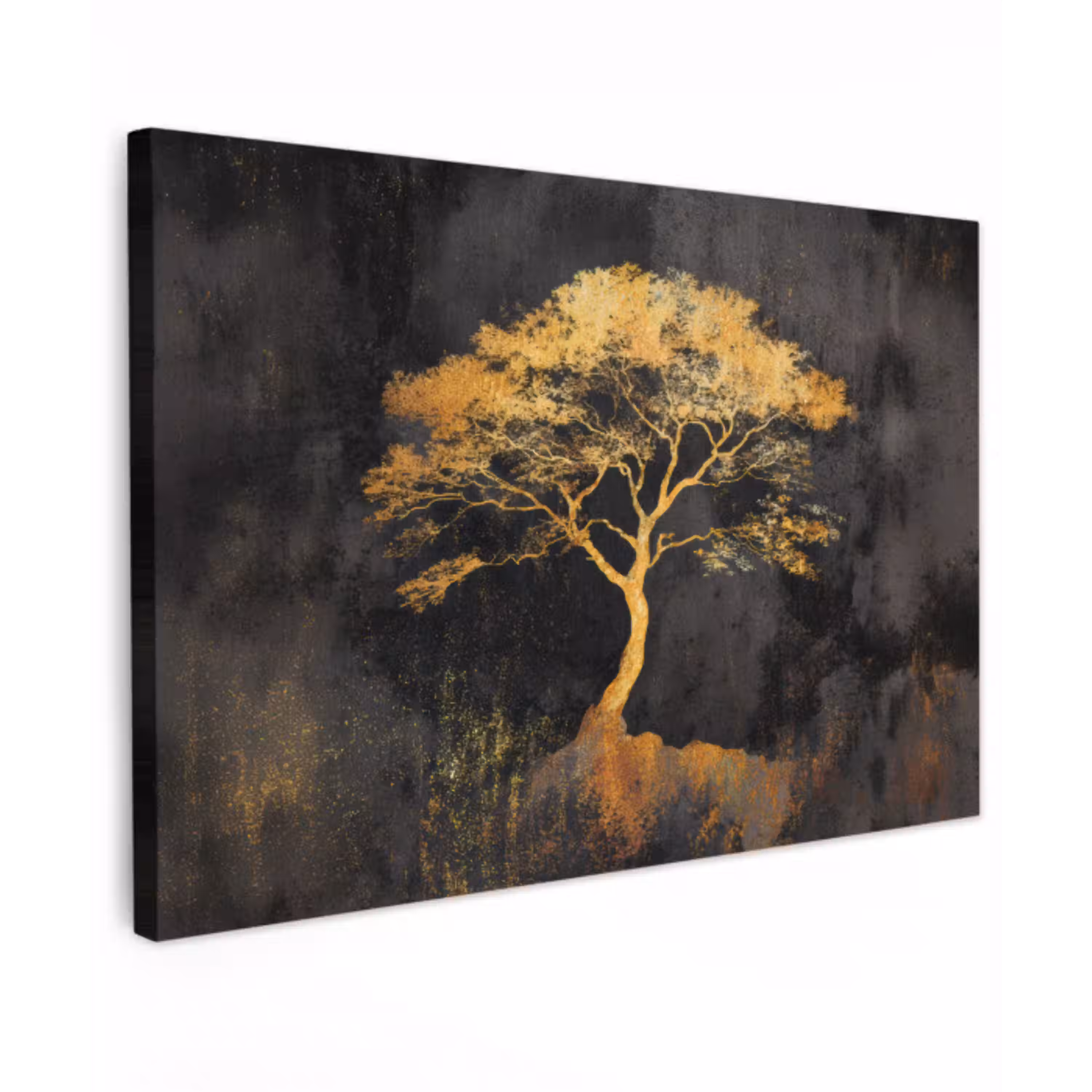 Boom - Schilderij - Goud - Abstract canvas 2cm klein -z3d
