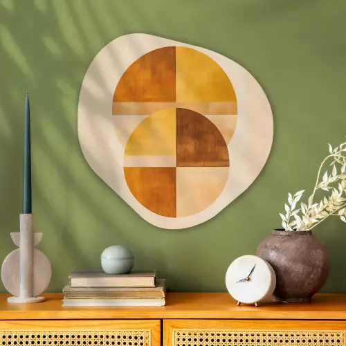 Cirkels - Geel - Minimalistisch Wandcirkel Organisch Plexiglas middel -sfeer2