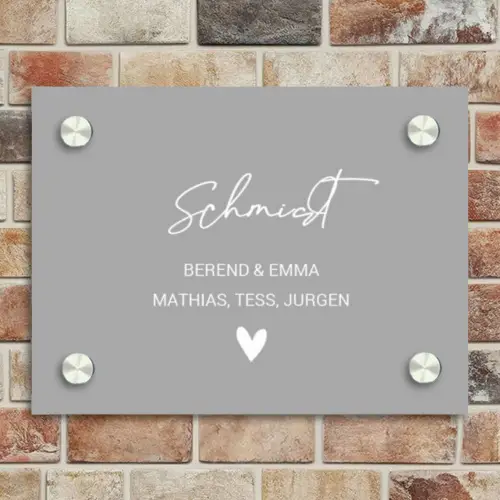 Effen lichtgrijs - Sierlijk Naambord Rechthoek middel -sfeer3