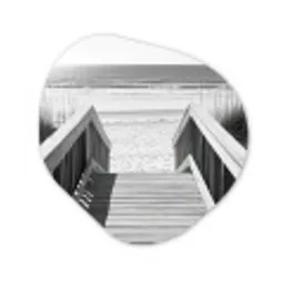 Loopbrug - Hout - Strand - Zee Wandcirkel Organisch Aluminium middel -3d