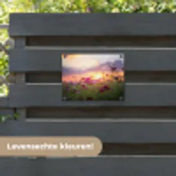 Bloemen - Roze - Zonsondergang - Natuur - Weide - Horizon tuinposter los doek klein -sfeer3