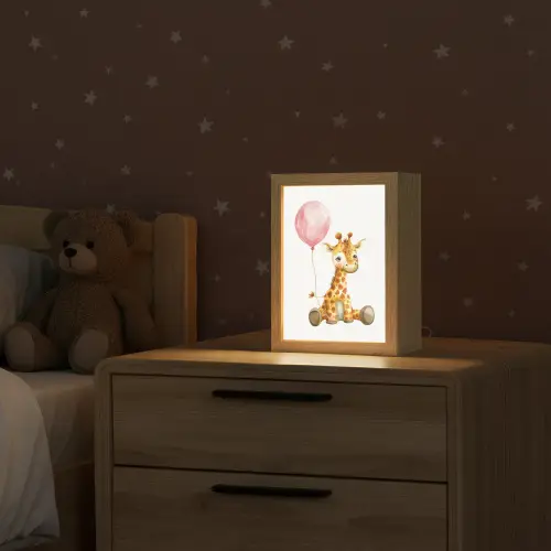 Giraf - Baby - Dieren - Roze ballon Light Box met kabel klein -sfeer1_kind