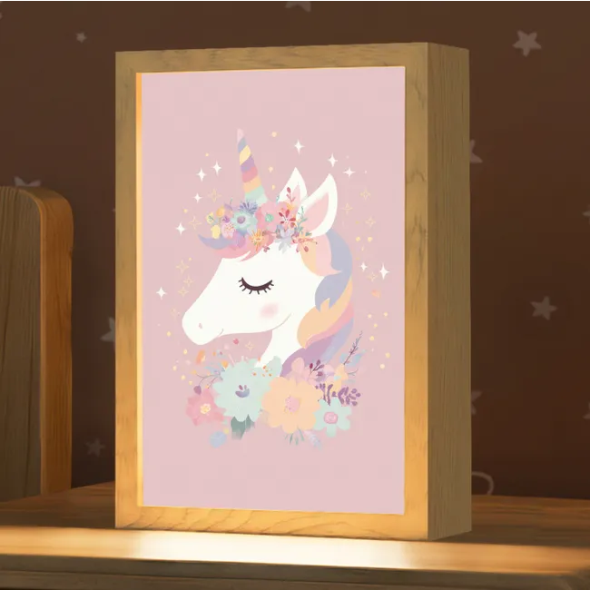 Kids’ Night Light - Unicorn - Pink - Flowers