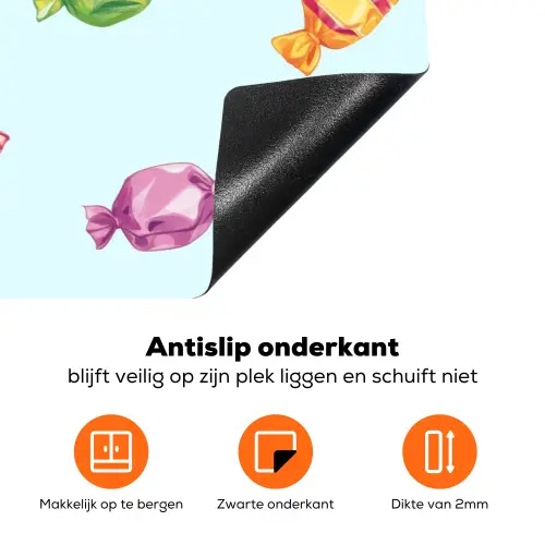 Blauw - Patroon - Snoep Inductie beschermer vinyl 3mm klein -zzzzzzz-td-onderkant