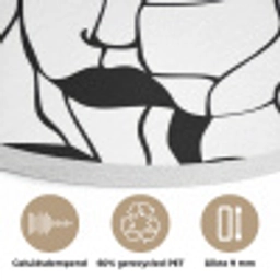 Lijnen - Gezichten - Zwart - Wit Akoestische PET Vilt - Rond klein 838 -closeup_NL