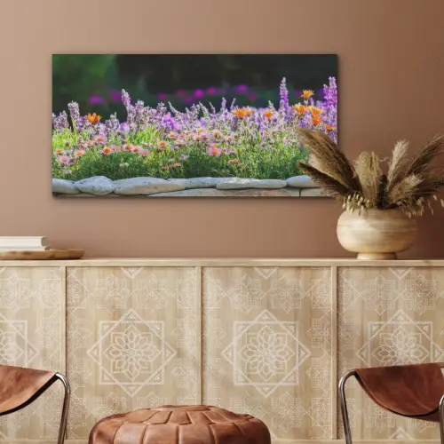 Bloemen - Steenrand - Kleurrijk PET vilt middel -sfeer4