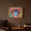 Bloemen - Deur - Roze Light Box met batterij (Wandlamp) middel -sfeer4