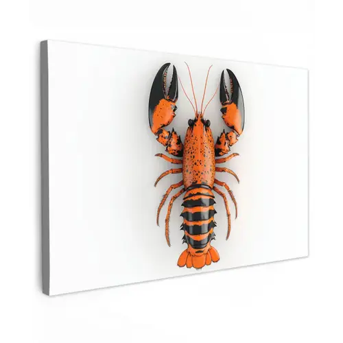 Kreeft - Zwart - Oranje - Wit - Uniek canvas 2cm klein -z3d