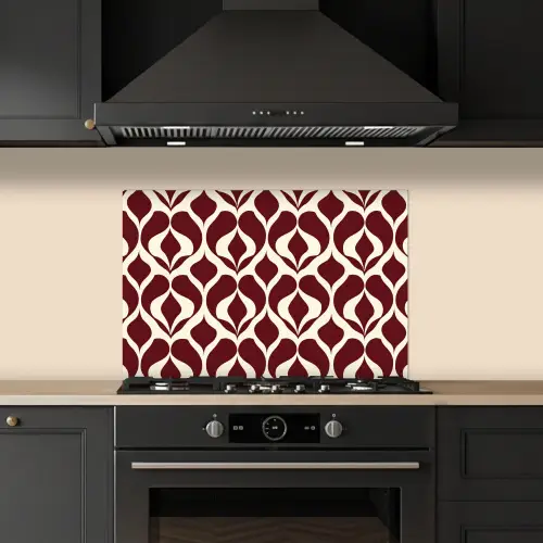 Rood - Druppelpatroon - Grafisch keuken achterwand spatscherm klein 900 -sfeer1