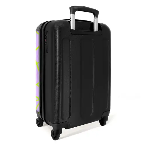 Limoengroene lijnen op lila NBS - Handbagage koffer - Volwassenen Unisex middel -achterkant