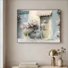 Fiets - Pastelkleuren - Bloemen Textielframe zwart klein -sfeer2
