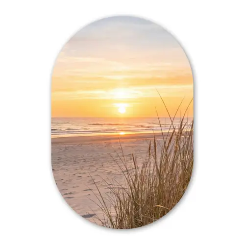 Zonsondergang - Duinen - Zee Wandcirkel Ovaal Forex klein -3d
