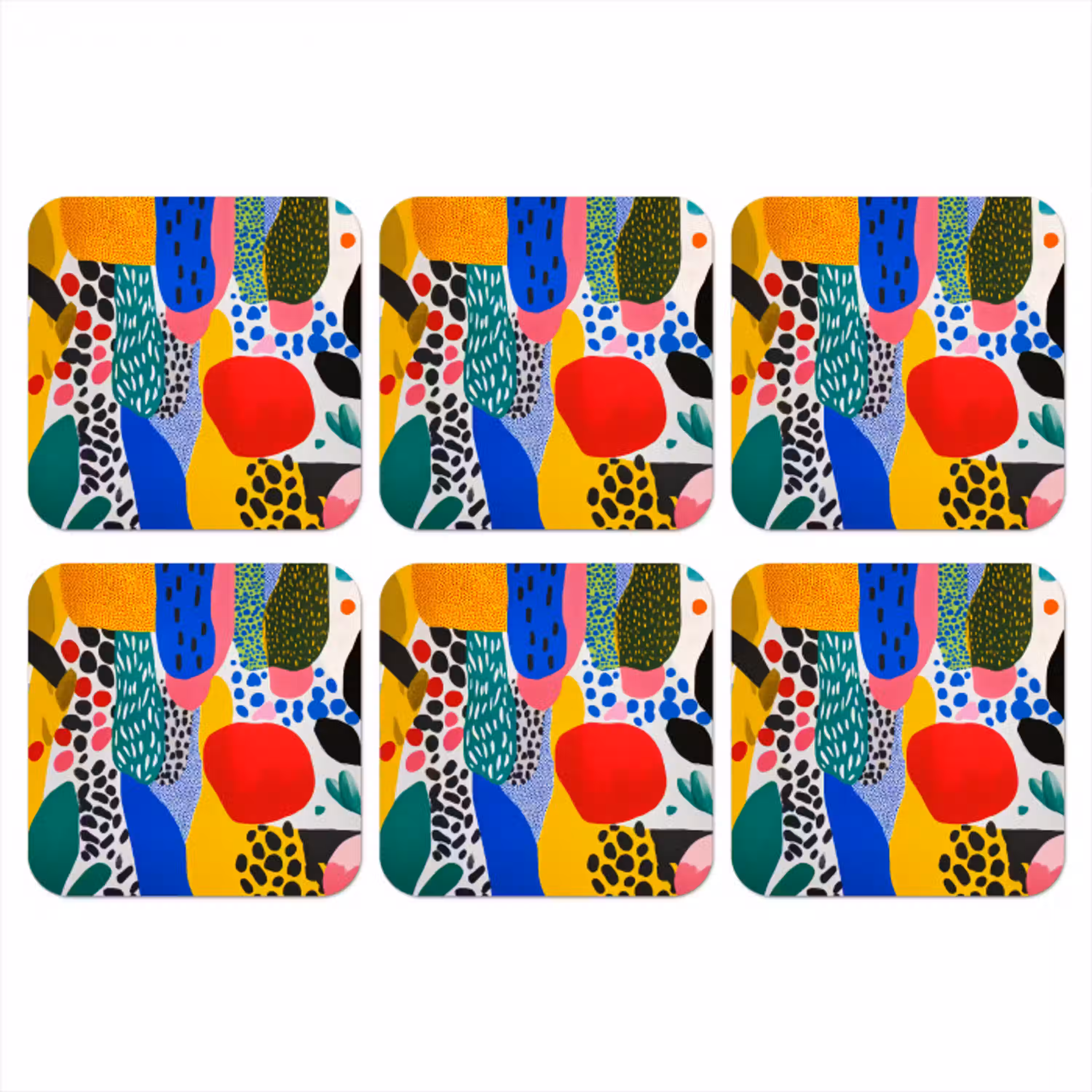 Stippen - Vormen - Modern - Kleuren onderzetter kurk middel -3d
