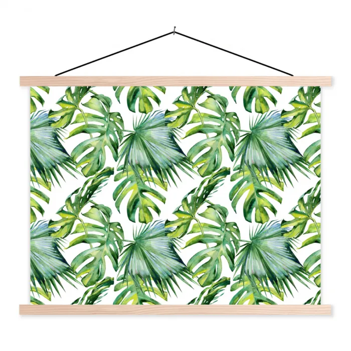 Bladeren - Monstera - Tropical - Jungle textielposter latten blank klein -3d