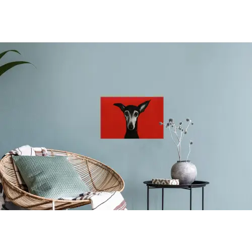 Windhond - Minimalistisch - Rood Muursticker klein -plant