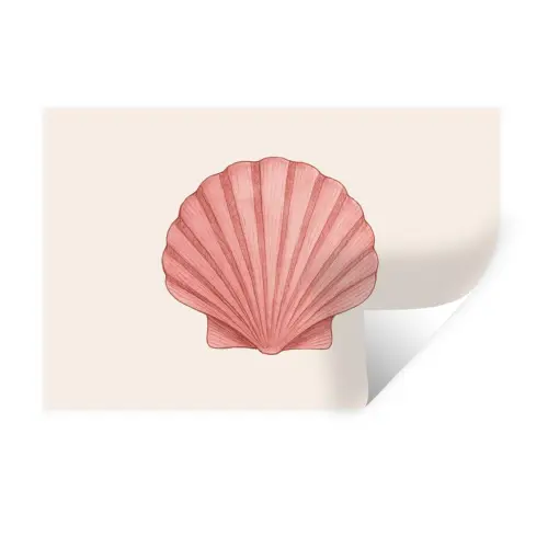 Schelp - Roze - Ribbels Muursticker klein -3d