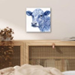 Illustratie - Koe - Blauw aluminium wit klein -sfeer3