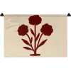 Bloemen - Bladeren - Rood - Minimalistisch Wandkleed katoen klein -zz3d