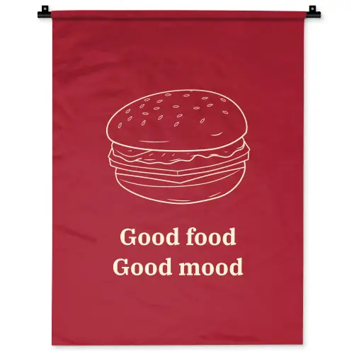 Dieprood - Lijntekening - Tekst - Hamburger Wandkleed katoen klein -zz3d