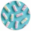 Spekjes - Pastel - Snoep - Blauw KitchenYeah - Keuken - Wandcirkel Forex klein -3d