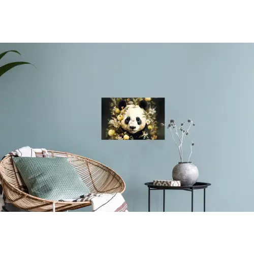 Panda - Pandabeer - Wilde dieren - Natuur - Bloemen Muursticker klein -plant