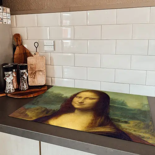 Mona Lisa - Leonardo da Vinci Inductie beschermer vinyl 3mm klein -sfeer3