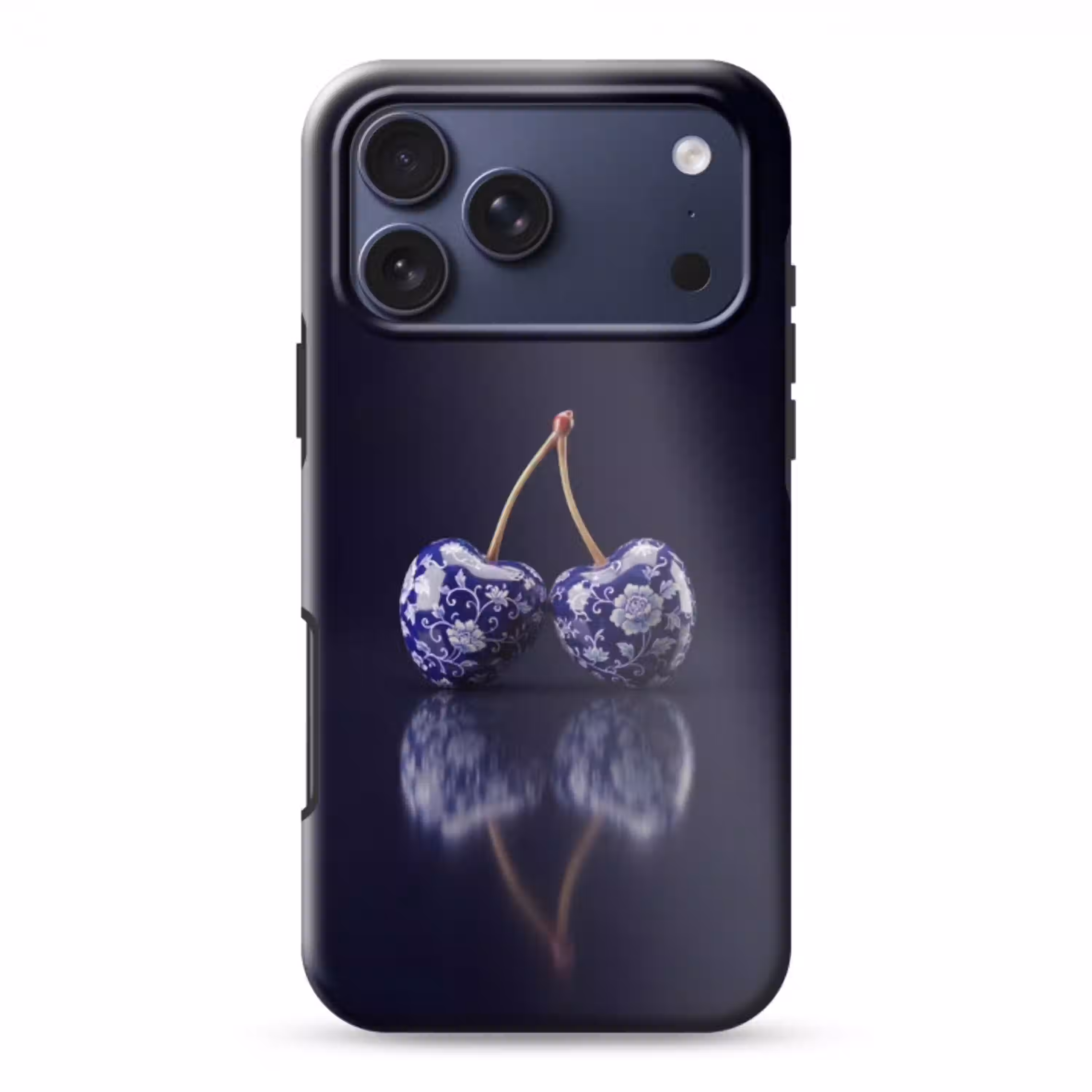 Porselein- Kersen - Delfts - Blauw Toughcase MagSafe Apple iPhone 17 Pro Max klein -3d