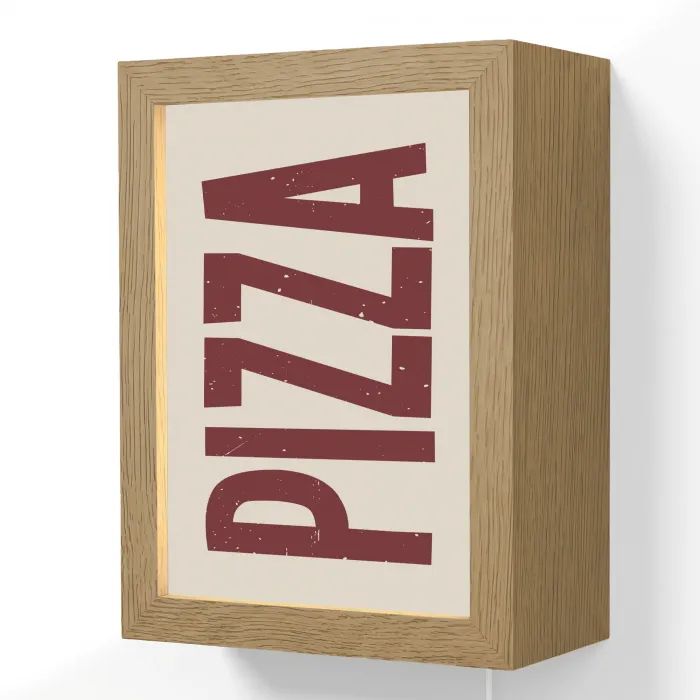 Pizza - Vintage - Decoratie - Japandi Light Box met kabel (Wandlamp) klein -3d