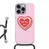 Tekst - Hartje - Moeder - Roze Hoesje iPhone 16 Pro Max met koord klein -3d