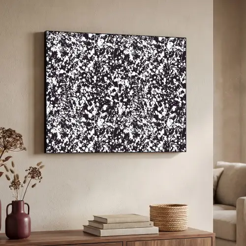 Spat - Stippen - Zwart - Wit Textielframe zwart klein 947 -sfeer3