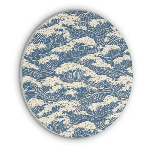 Golven - Klassiek - Blauw Akoestische PET Vilt - Rond klein 838 -3d