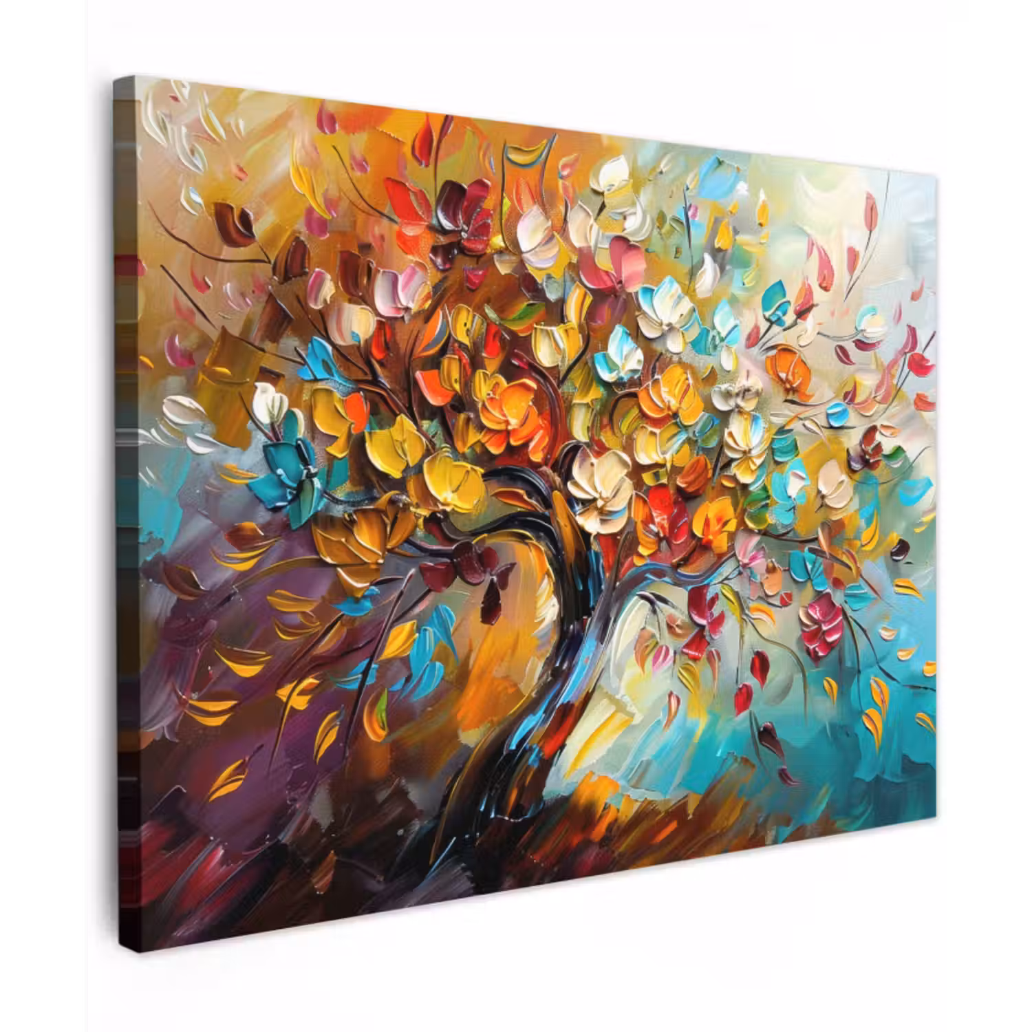 Canvas schilderij - Boom - Abstract - Kleurrijk - Bloemen
