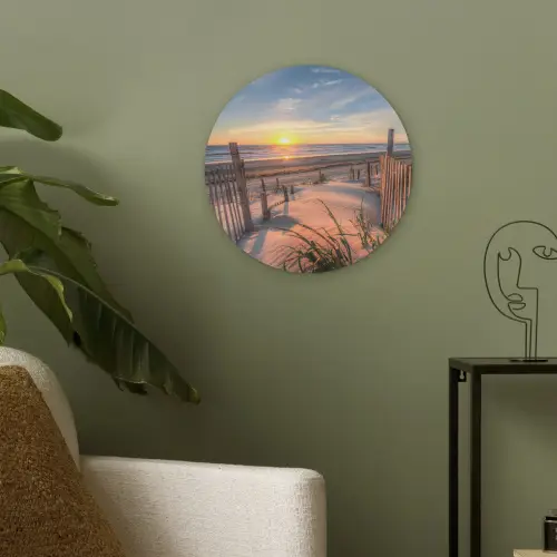 Strand - Zee - Duin - Zonsondergang - Landschap Akoestische PET Vilt - Rond klein -sfeer2