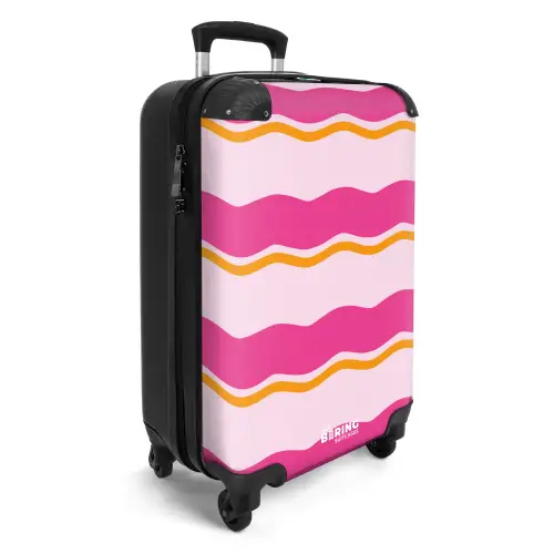 Golvende strepen in roze en oranje NBS - Handbagage koffer - Kinderen Unisex middel -productfoto_3d