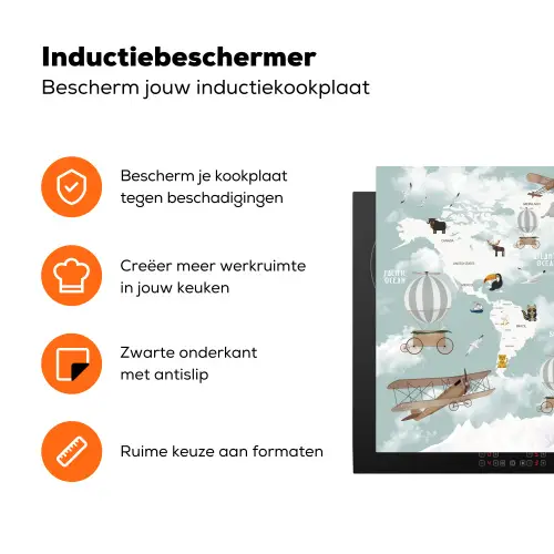 Wereldkaart - Kind - Vliegtuig Inductie beschermer vinyl 3mm klein -zzzzzzz-td-ups