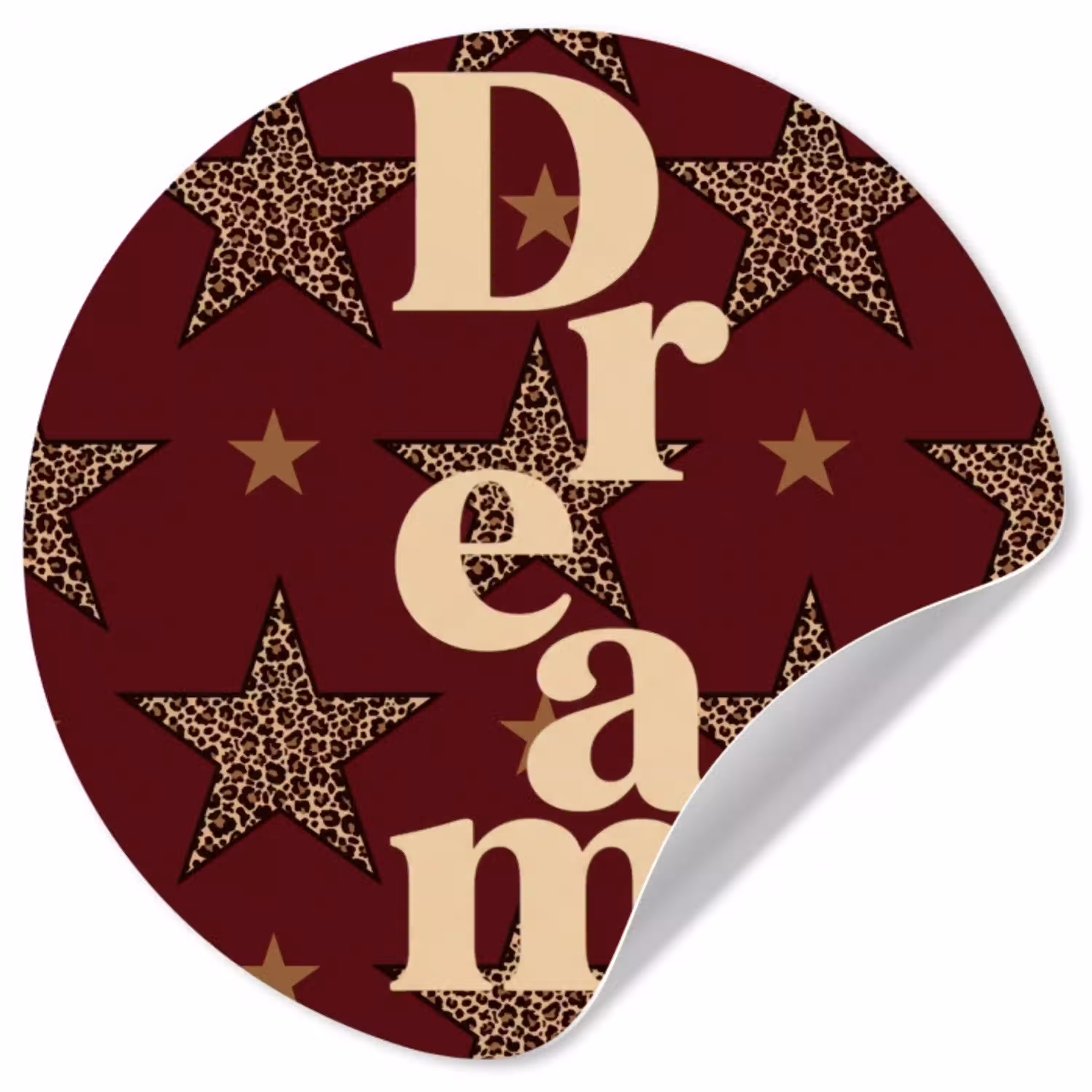 Sterren - Luipaardprint - Dream - Bordeaux Wandcirkel behangsticker klein -3d