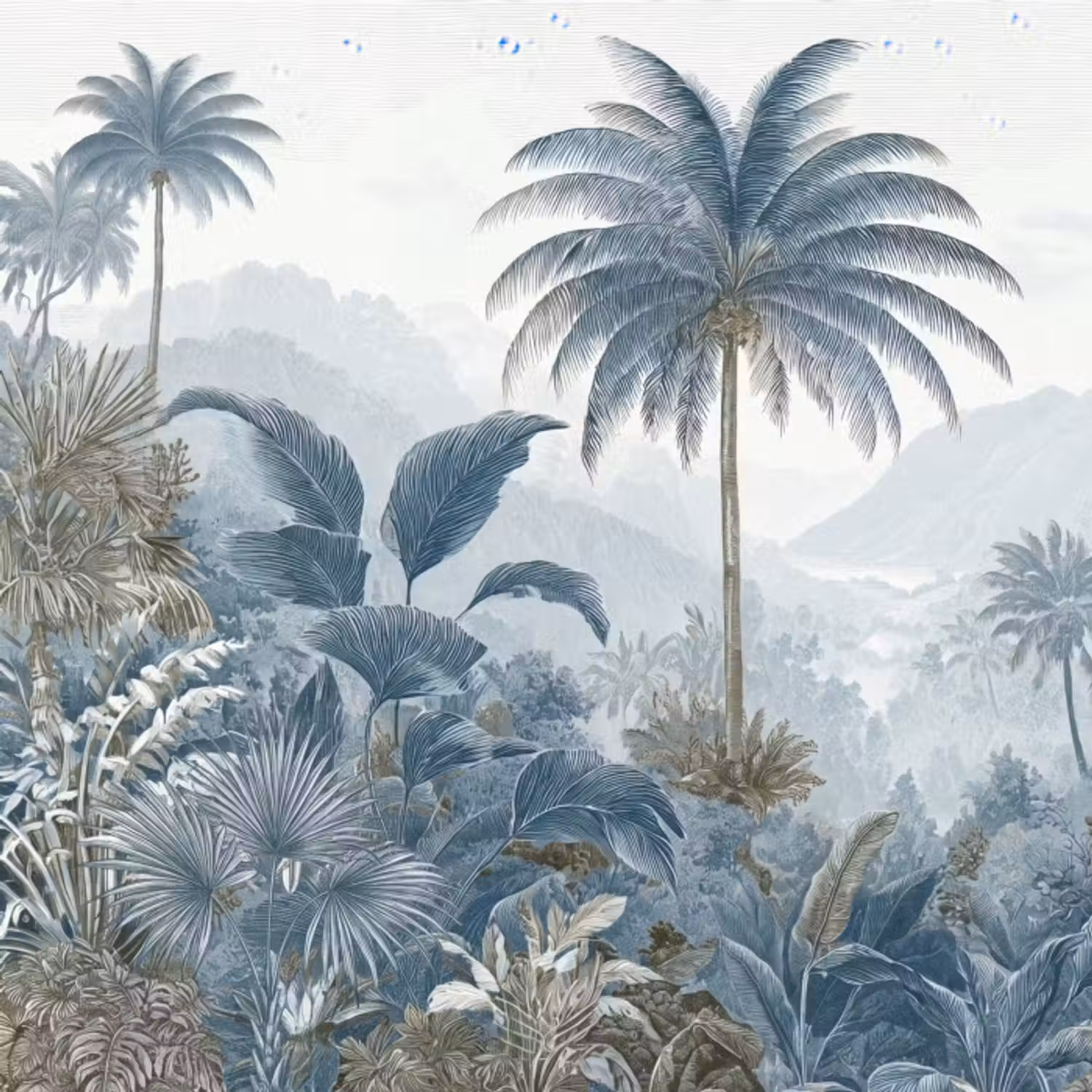 Behang - Jungle - Modern - Blauw - Groen