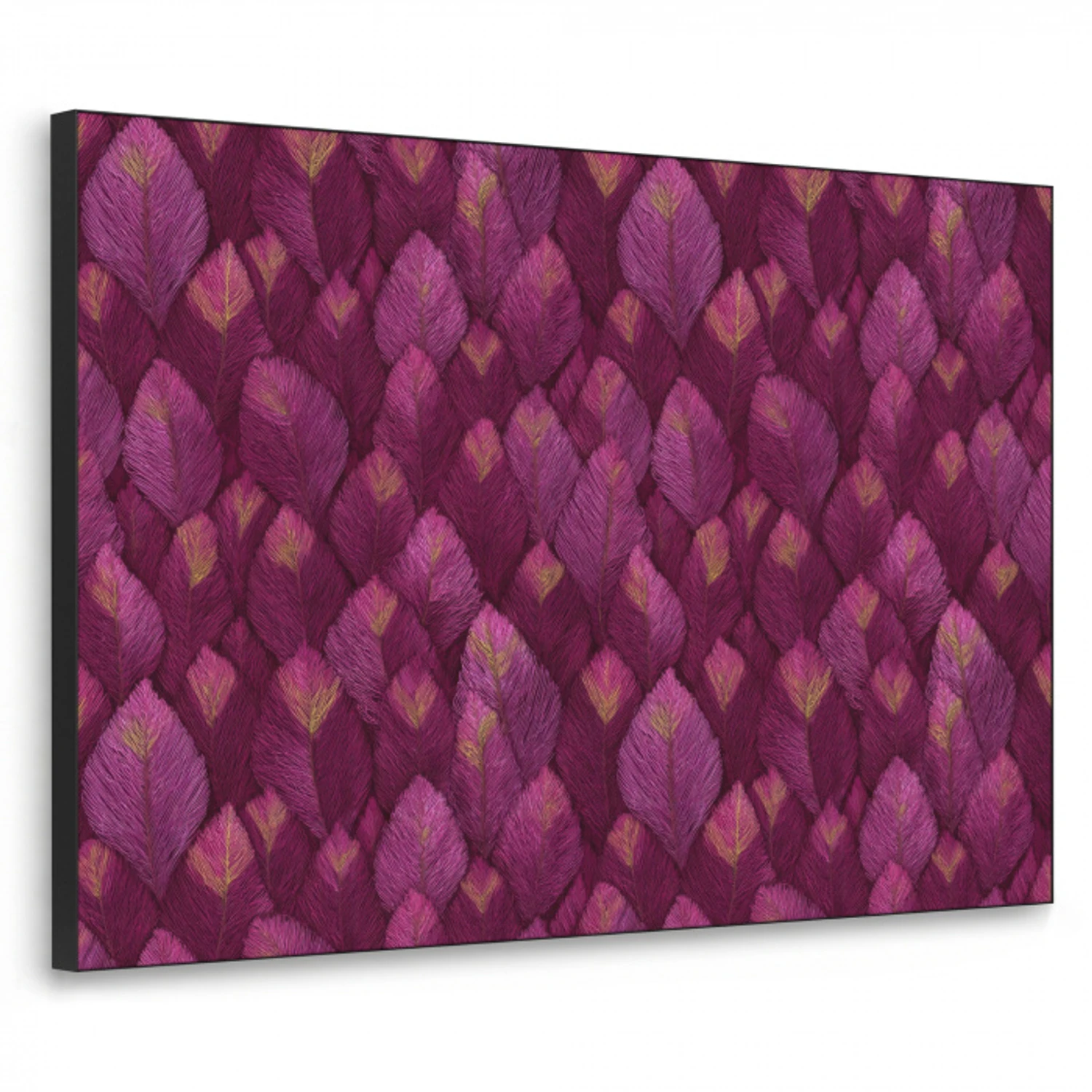 Bladeren - Patroon - Burgundy Textielframe zwart klein 947 -3d