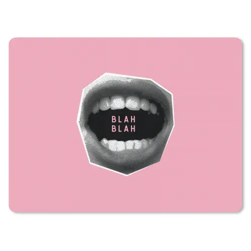 Mond - BLAH BLAH - Roze muismat rubber klein -3d