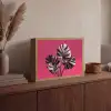 Bladeren - Rond - Roze Light Box met batterij (Wandlamp) middel -sfeer2