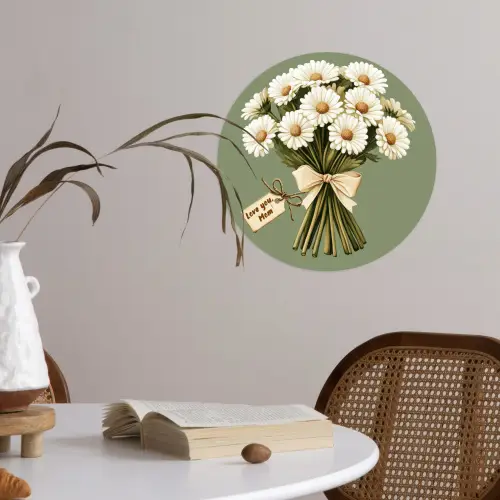 Lint - Boeket - Groen - Quote Wandcirkel behangsticker klein -sfeer3