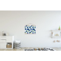 Bessen - Patroon - Blauw textielposter latten blank klein 122 -kinderkamer