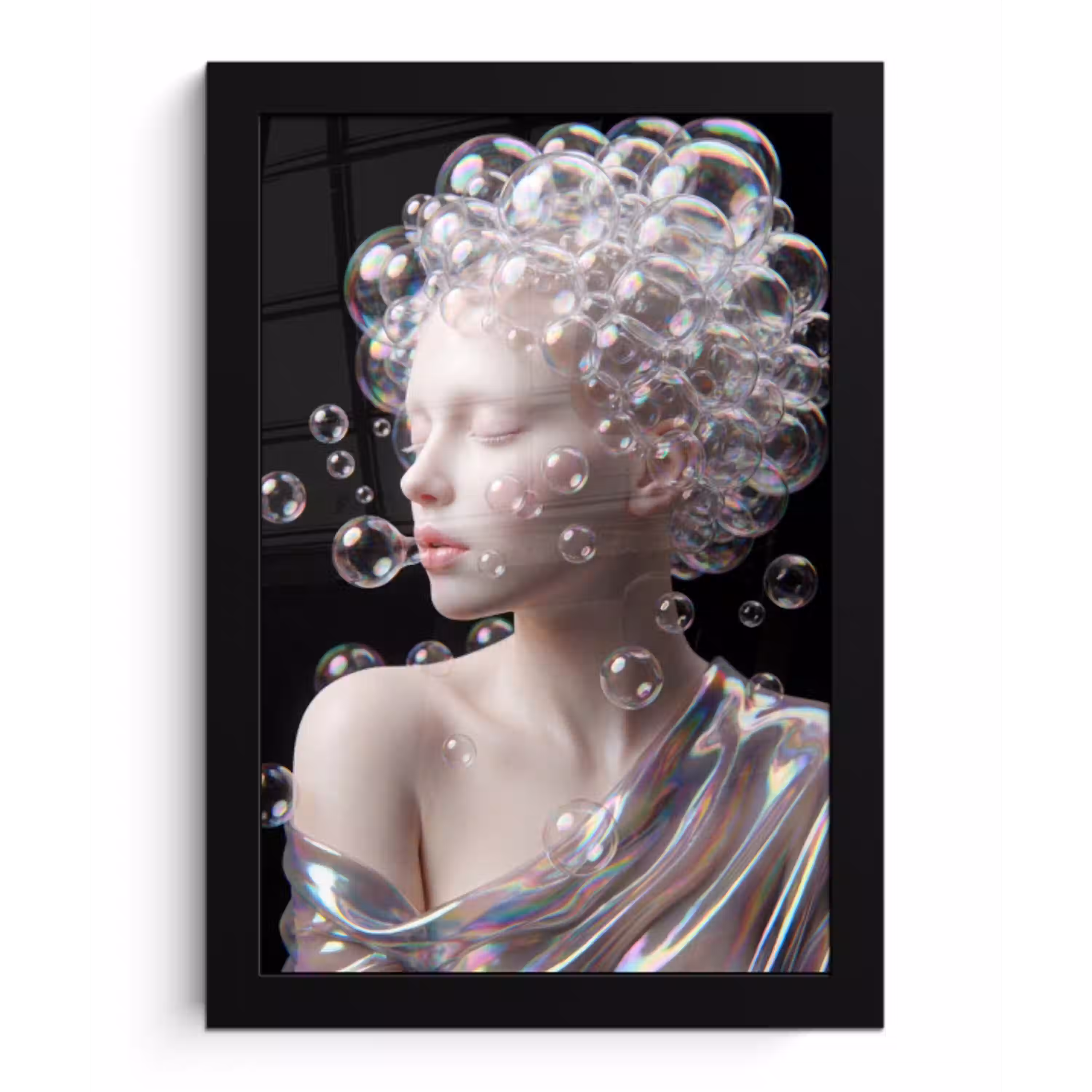Vrouw - Bellen - Abstract - Kleurrijk fotolijst zwart zonder passe partout klein -3d